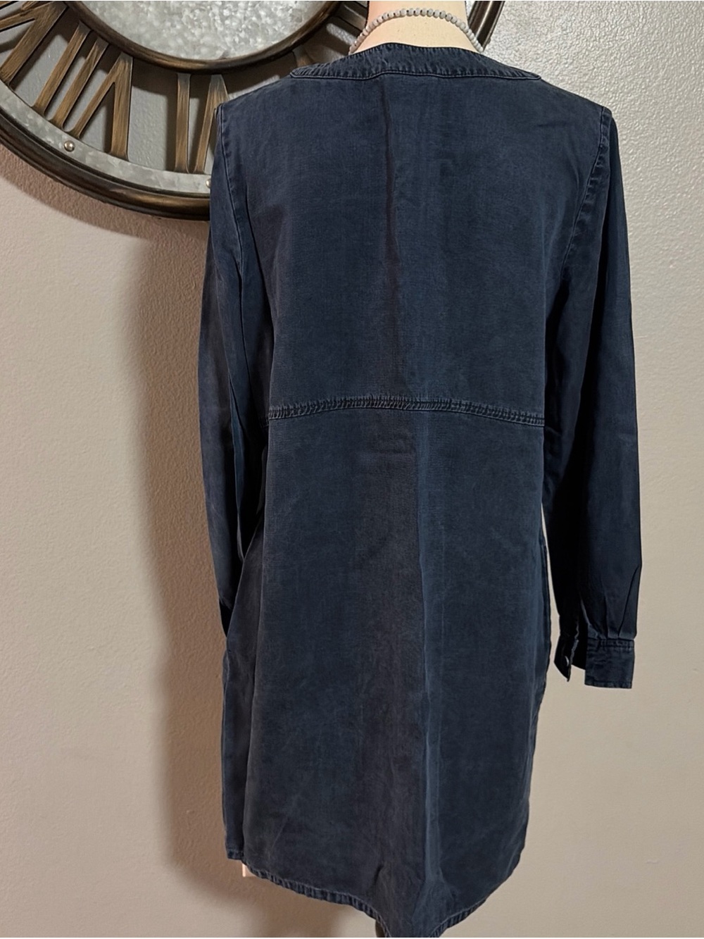 J.JILL TENCEL LYOCELL DENIM DRESS HENLEYPOCKETS SHIFT. - Picture 6 of 8